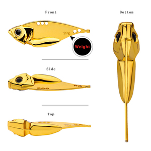 เหยื่อตกปลาโลหะแบบจมน้ำเร็ว VIB Blade Baits 5-20 กรัม - เหยื่อปลอมแบบ Sling Blade สีทองและสีเงิน สำหรับตกปลา Walleye - Product Image 2