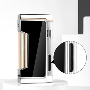 Nouvel article logo personnalisé de haute qualité coupe-vent double flamme rechargeable allume-cigare vente directe d'usine de haute qualité - Product Image 4