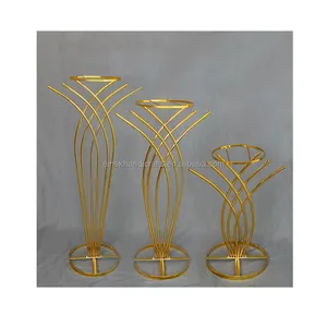 Gold Metal Flower Centerpieces for Wedding Tables Geometric Floral Centerpiece Stand for Tabletop Event Party Birthday