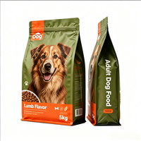Sac en plastique personnalisé imprimé pour aliments pour chiens, 5kg 15kg 45lb, fond carré, fenêtre, fermeture éclair refermable, matériau BOPP de qualité alimentaire