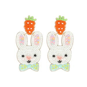 Venta al por mayor de la mejor calidad de acero inoxidable de Pascua de zanahoria y Conejito pendientes de cuentas hechos a mano pendientes de aro de moda para fiestas - Product Image 1