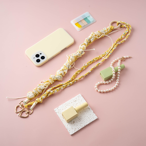 Chaîne de téléphone en dentelle d'été japonaise coréenne sac de cou de couleur bonbon avec sangle réglable lanière anti-perte à double usage - Product Image 1