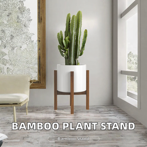 Soporte Ajustable de Bambú para Plantas de Interior, Marrón, de un Solo Nivel, Soporte de Pared para Plantas, Estilo Moderno de Mediados de Siglo, Estante para Macetas para Cocina - Product Image 2