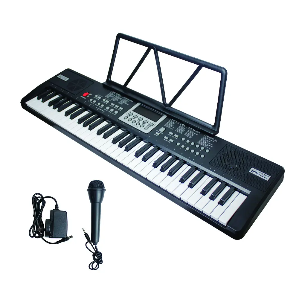 HUASHENG Piano portátil 61 teclas Teclado eléctrico Órgano eléctrico Teclado de piano con micrófono, fuente de alimentación, pegatinas