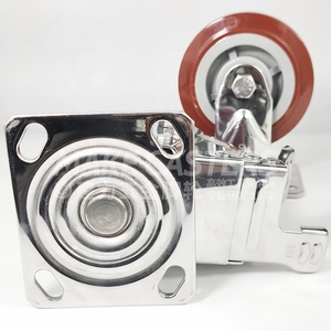 Edelstahl-Rollen räder SUS 304 316 Heavy <span class=keywords><strong>Duty</strong></span> 4 "5" 6 "8" Zoll Schwenk bremse Starre Lebensmittel wagen PU-Platte Industrial <span class=keywords><strong>Caster</strong></span> - Product Image 4