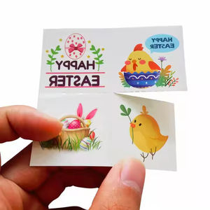 Adesivi per Tatuaggi Temporanei Impermeabili a Tema Pasquale e Coniglietto, Simpatici Cartoni Animati per Bambini - Product Image 3