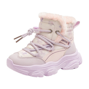 2025 zapatillas de deporte de lana para niñas y nuevas botas de nieve para niños, zapatos de algodón de invierno para niños, botas gruesas de algodón en tallas medianas y grandes - Product Image 1