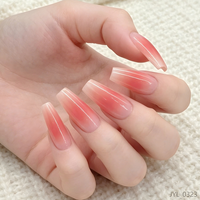 Faux ongles en PMMA rose corail sur mesure, forme cercueil, à presser, pour application sur les doigts, vente en gros