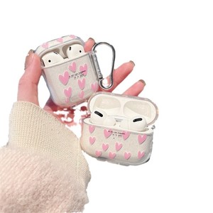 เคสหูฟัง Air Pods 4 <span class=keywords><strong>Pro2</strong></span>/Pro3 รุ่นใส ลายนูนรูปหัวใจ สีชมพูหวาน - Product Image 5