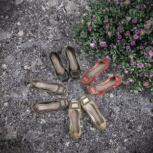 Y 33-43 Plus Size Women's Breathable Microfiber Upper Metal Square Buckle Soft Sole Square Toe Single <b>Shoes</b> <b>Comfortable</b> <b>Work</b> - Product Image 3