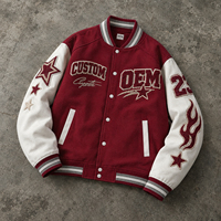 Blouson universitaire unisexe en chenille 380 GSM personnalisé OEM avec broderie, style streetwear et épaules tombantes
