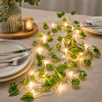 Guirlande lumineuse TSINYE en forme de feuilles de pastèque artificielles, lumières féériques en cuivre blanc chaud, alimentées par piles, décoration pour la maison, la cuisine et le jardin