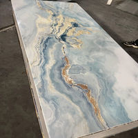 Panneau mural en PVC plastique brillant imperméable, revêtement UV, imitation marbre, panneaux imitation marbre pour la décoration