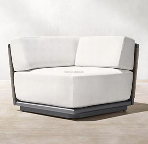 Sofá de Exterior de Lujo, Muebles de Jardín, Sofás Seccionales en Forma de L de Aluminio Hechos a Mano - Product Image 2