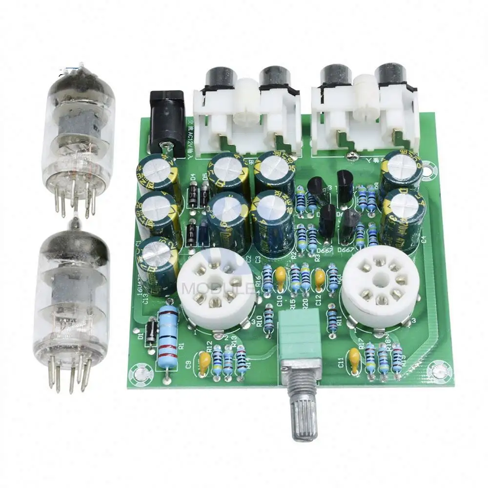 DIY Kit AC 12V 6J2 Tube Fever Pre Amplifier Preamp AMP Pre-Amplifier Board Headphone Buffer Module Stereo Potentiometer Valve