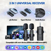 Microphone cravate sans fil 3-en-1 SX26 pour appareil photo, PC, téléphone – Prise en charge de la charge pendant l'utilisation pour les interviews en direct
