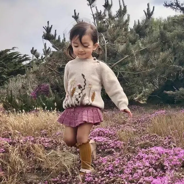 Jersey de punto de mezcla vintage para bebé y niña, Jersey bordado hecho a mano de alta calidad, diseño de Jersey