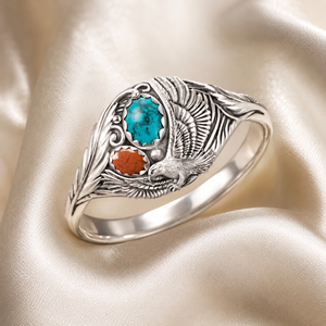 Anello con piuma d'aquila intagliata, stile vintage, anello di tendenza, accessorio per dito dal design etnico - Product Image 5