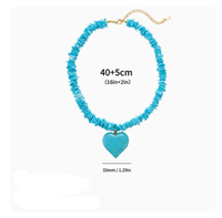 Collar con Colgante de Estrella de Mar de Cerámica Turquesa Natural Irregular de Diseño Original, en Acero Inoxidable, para Mujer