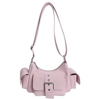 Tas Selempang Wanita Vintage Model Motor, Bahan Suede Lembut, Gaya Y2K,  Personalisasi,  Model Terbaru, Resleting, Tali Tunggal