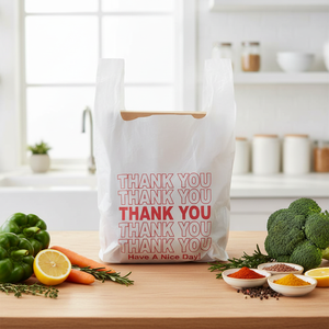 Factory Wholesale Custom Logo Printed PLA Recyclable T-shirt Shopping Bags for Supermarket & Exhibition Use thank you bags