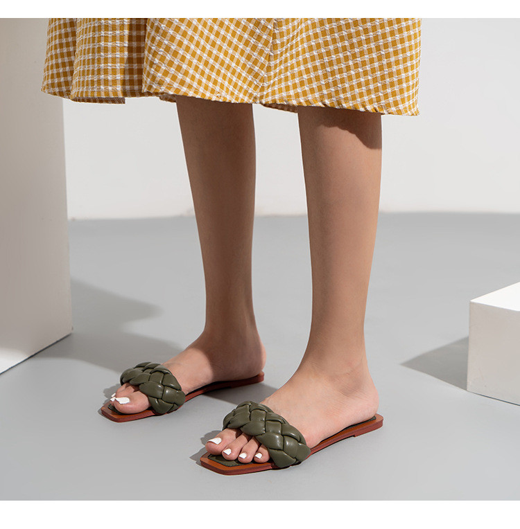 Ladies Slides Slippers Casual PU Shoes Summer Outside Beach Shoes Twist Flat Sandals Women