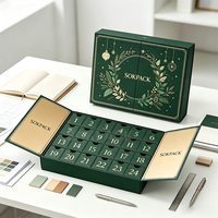 Boîte de calendrier de l'avent personnalisable en papier recyclé écologique avec logo personnalisé, double porte, 24 compartiments, boîte vide