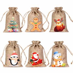ถุงของขวัญปอกระเจาแบบมีเชือกผูกสำหรับตกแต่งคริสต์มาสและช้อปปิ้ง รีไซเคิลได้ พิมพ์โลโก้ได้ตามต้องการ - Product Image 5