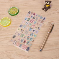 6 pièces/paquet Autocollants rétro alphanumériques anglais pour enfants, autocollants cadeaux en PET, ensemble de papeterie pour scrapbooking
