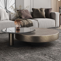 Tables basses italiennes de luxe modernes, tables basses rondes en verre italien de luxe, meubles de salon, ensemble en bouleau à Foshan