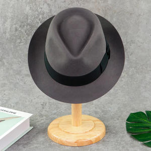 LIHUA al por mayor gris personalizado lana <span class=keywords><strong>sombrero</strong></span> sombreros de ala corta - Product Image 4