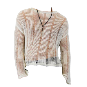 Nouveau T-shirt en maille décontracté pour homme, extensible, uni, légèrement transparent, 280 grammes, manches longues, coupe classique, tendance - Product Image 1