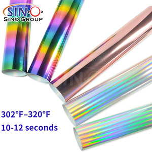 Fabricant Textiles Tissu en coton PU Glitter Metallic Rainbow Printing HTV Heat Press Transfer <span class=keywords><strong>Vinyl</strong></span> Roll - Product Image 2