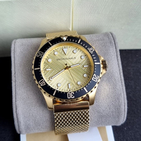 Montre pour homme en acier inoxydable, sportive, 43 mm, quartz analogique, bleue, chronographe, mouvement à trois aiguilles texturé, index des heures lumineux