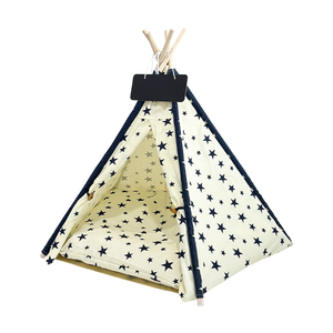 Tente de couchage pour animaux de compagnie en bois souple, classique, à motif étoile, respirante, amovible, lavable, portable, en carton - Product Image 3