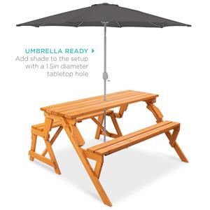 Tavolo da Picnic in Legno Rettangolare per Esterni con <span class=keywords><strong>Panca</strong></span> Intercambiabile e Trasformabile - Product Image 2