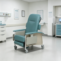 Fauteuil inclinable médical réglable avec poteau porte-perfusion, repose-pieds et roues verrouillables pour dialyse et chimiothérapie