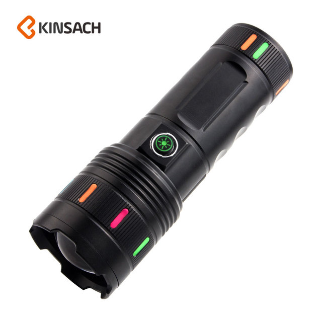 Aluminum Alloy Waterproof Type-c Rechargeable Head Adjustable Output Power Display Function White Laser Led Usb Flashlight