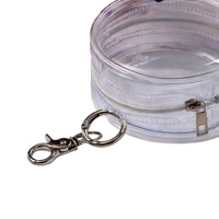 Sac de rangement mini transparent en PVC résistant à l'eau, grande pochette portable avec fermeture éclair, porte-clés métallique, fermoir mousqueton