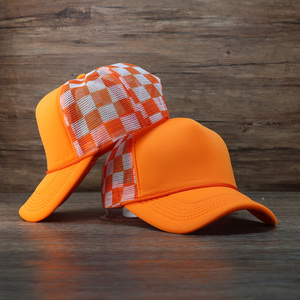 Tùy Chỉnh Nóng Màu Hồng Bọt Dây Rô 2 Tone 5 Bảng Điều Chỉnh Giữa Hồ Sơ Lưới Trở Lại Snapback Cong Vành Checker Trở Lại Trucker <span class=keywords><strong>Hat</strong></span> Chuỗi - Product Image 5