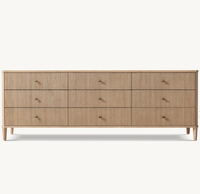 Ensemble de meubles de chambre à coucher en bois de luxe, armoire de rangement en chêne rainuré, commodes à 9 tiroirs