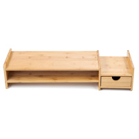 2 Tier Desktop Organizer Set Standing Desk Bamboe Houten Laptop Pc Computer Monitor Stand Riser Met Lade Boek Houder