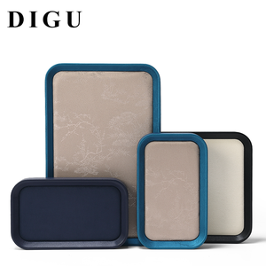 Plateau <span class=keywords><strong>de</strong></span> présentation <span class=keywords><strong>de</strong></span> bijoux DIGU en cuir PU et microfibre, moderne et luxueux, avec noir et bleu, pour colliers, bracelets, bagues - Product Image 1