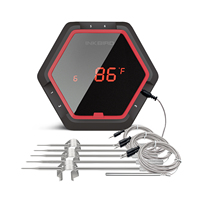 INKBIRD termometer daging gigi biru IBT-6XS Digital, termometer Digital untuk makanan daging nirkabel dengan aplikasi