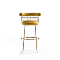 Tabourets de bar modernes de luxe en gros, comptoir d'îlot de cuisine, chaise de bar en métal doré pour salle à manger, salon, meubles