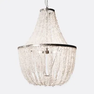 Lustre moderne de luxe en métal, cadre doré antique, <span class=keywords><strong>luminaire</strong></span> suspendu Empire classique blanc pour <span class=keywords><strong>plafond</strong></span> haut, décoration intérieure - Product Image 2