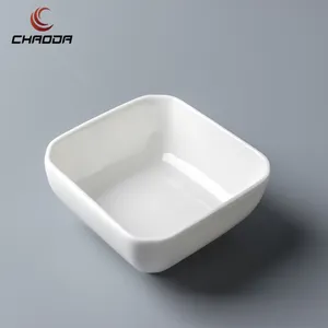 Small Size Square Shape Ceramic Bowl 3 Inch Fine Porcelain White Color Dipping Dishes For Restaurant