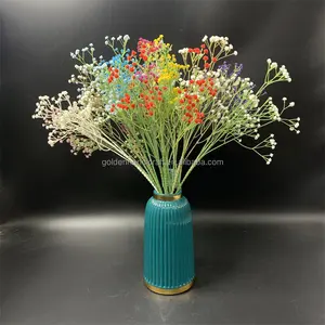 Qslh ti114 flor artificial para casamento, 4 garfo, flor 108 cabeças de flores, artificial, respiração