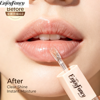 Huile à lèvres hydratante transparente EnjoyFancy, sérum de soin des lèvres à brillance instantanée, lèvres lisses et pulpeuses, étiquette privée OEM