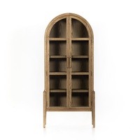 Librero de Madera con Puerta de Vidrio y Diseño Arqueado Estilo Shabby Chic